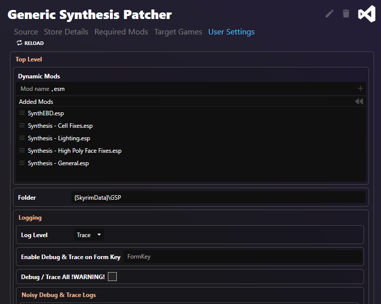 Synthesis Settings