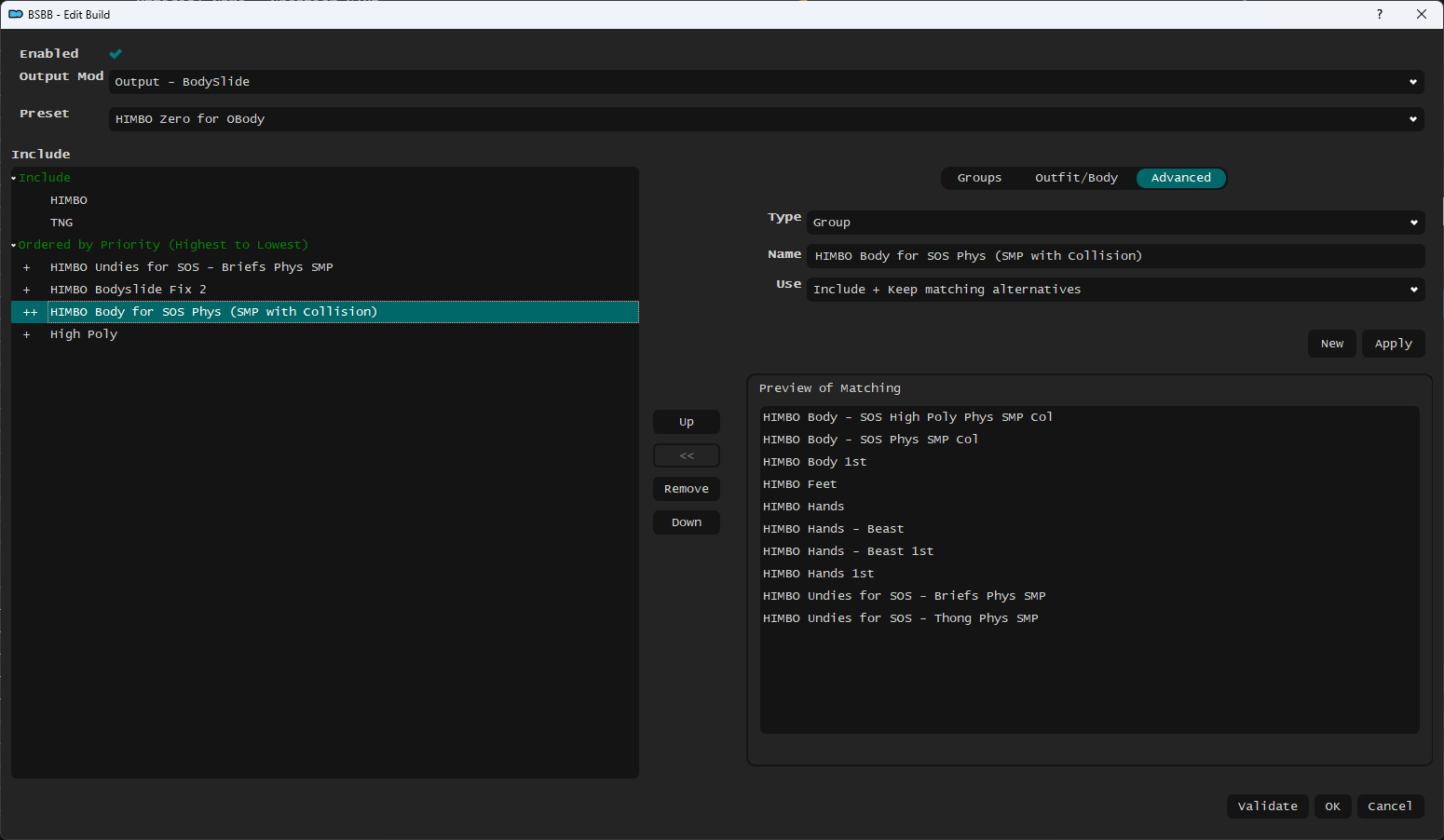 BSBB Add / Edit Build Screen